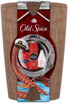 Old Spice Captain Barel balzm po holen 100 ml + deostick 50 ml + sprchov gel a ampon 2 v 1 250 ml drkov sada