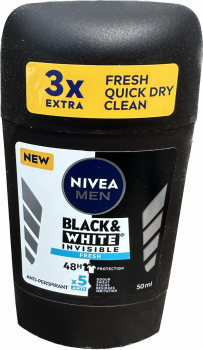 Nivea men stick fm invisible black & white fresh 50ml